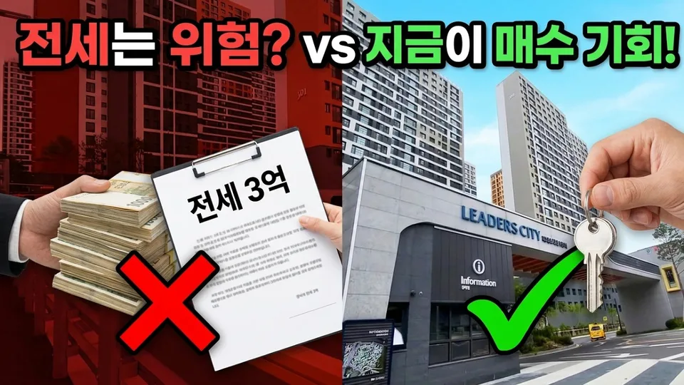 전세 3억 맡길 바엔 차라리 집을 사겠습니다. 천동리더스시티를 주목해주세요. 유튜브 영상 썸네일
